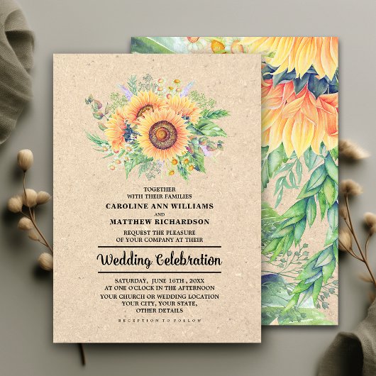 Aquarellblumen | Hochzeitsarbeit von Kraft Einladung