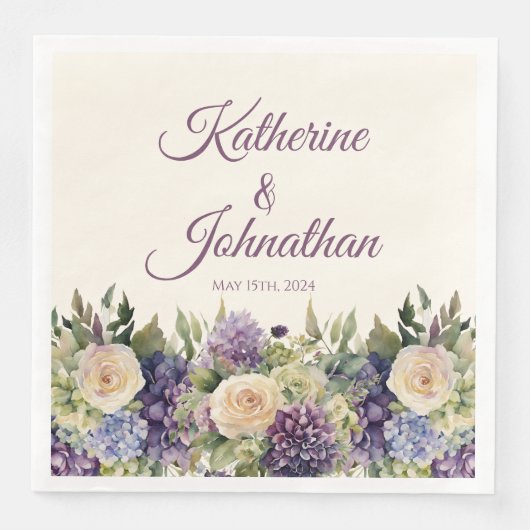 Aquarellblumen-Hochzeitsblumen- Serviette (Vorderseite)
