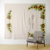 Aquarellblumen Hochzeitskabine Foto Hintergrund Wandteppich (Beispiel (Horizontal))