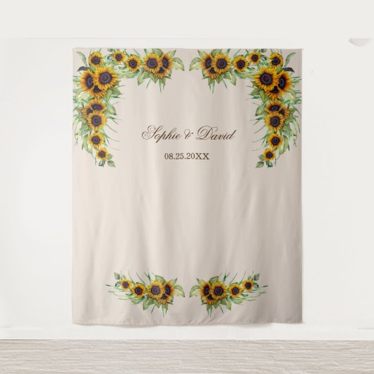Aquarellblumen Hochzeitskabine Foto Hintergrund Wandteppich (Vorderseite)