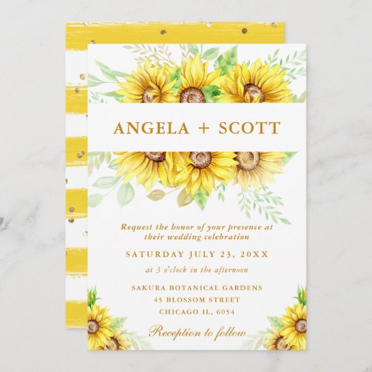 Aquarellblumen - Hochzeitskleider Einladung (Vorne/Hinten)