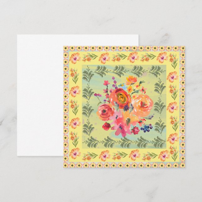 Aquarellblumen im Retrostil (Vorne/Hinten)