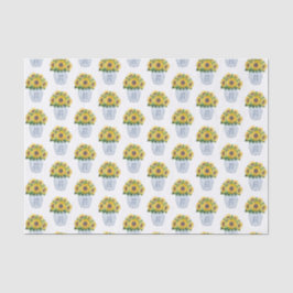 Aquarellblumen in Vase aus blau-weißer China Seidenpapier