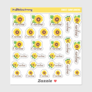 Aquarellblumen Individuelle Name Labels   Schule