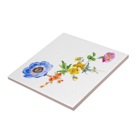 Aquarellblumen Keramik Tile Fliese (Seite)