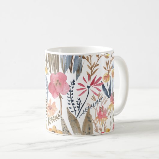 Aquarellblumen, lebendiges, nahtloses Patter Kaffeetasse (VorderseiteRechts)