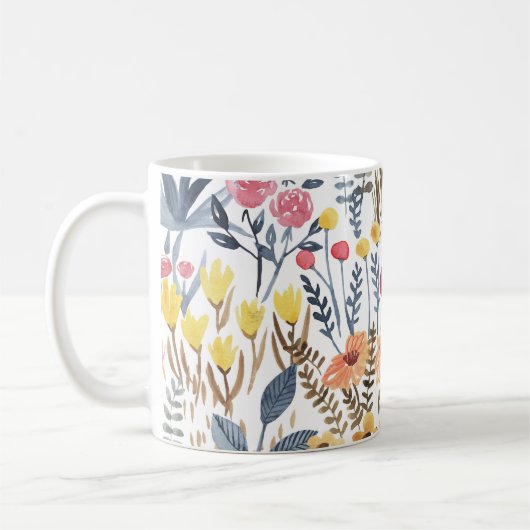 Aquarellblumen, lebendiges, nahtloses Patter Kaffeetasse (Links)