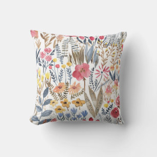 Aquarellblumen, lebendiges, nahtloses Patter Kissen