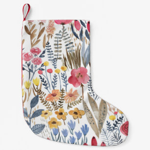 Aquarellblumen, lebendiges, nahtloses Patter Kleiner Weihnachtsstrumpf