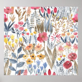 Aquarellblumen, lebendiges, nahtloses Patter Poster (Vorne)