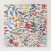 Aquarellblumen, lebendiges, nahtloses Patter Puzzle (Horizontal)