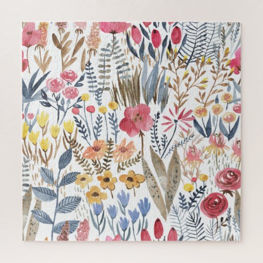 Aquarellblumen, lebendiges, nahtloses Patter Puzzle (Vertikal)