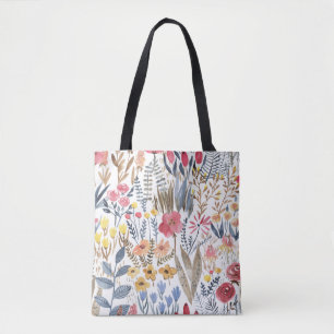 Aquarellblumen, lebendiges, nahtloses Patter Tasche