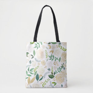 Aquarellblumen mit falschem Goldglitter und Folie Tasche