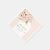 Aquarellblumen Moderner Bogen Pampas Brautparty Serviette (Ecke)