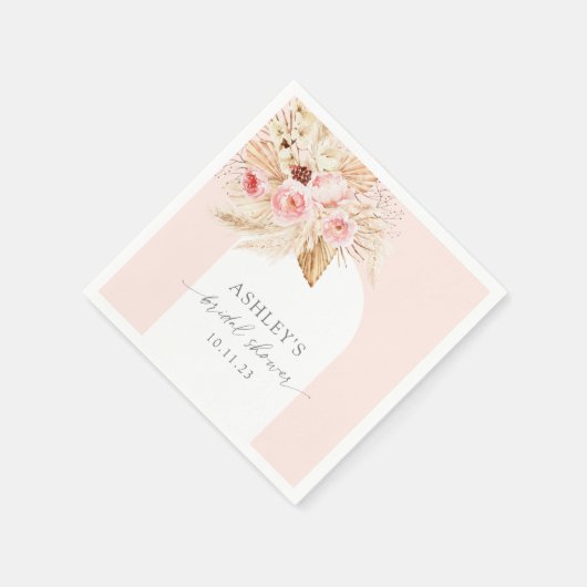 Aquarellblumen Moderner Bogen Pampas Brautparty Serviette (Ecke)