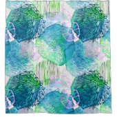 Aquarellblumen Modernes abstraktes Blau Rosa Duschvorhang (Vorderseite)