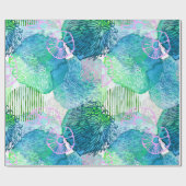 Aquarellblumen Modernes abstraktes Blau Rosa Geschenkpapier (Flach)