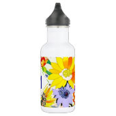 Aquarellblumen Monogramm Edelstahlflasche (Rechts)