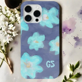 Aquarellblumen-Monogramm niedlich blaue Wildblumen Case-Mate iPhone Hülle