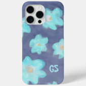 Aquarellblumen-Monogramm niedlich blaue Wildblumen Case-Mate iPhone Hülle (Rückseite)