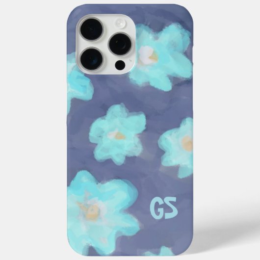 Aquarellblumen-Monogramm niedlich blaue Wildblumen Case-Mate iPhone Hülle (Rückseite)