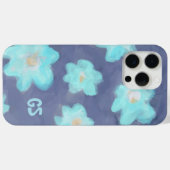 Aquarellblumen-Monogramm niedlich blaue Wildblumen Case-Mate iPhone Hülle (Rückseite (Horizontal))