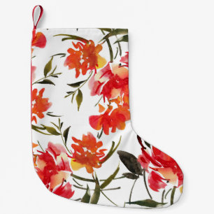 Aquarellblumen, nahtloses, handgezeichnetes Muster Kleiner Weihnachtsstrumpf
