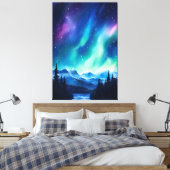 Aquarellblumen Nordlichtblumen Leinwanddruck (Insitu (Schlafzimmer))