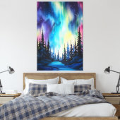 Aquarellblumen Nordlichtblumen Leinwanddruck (Insitu (Schlafzimmer))