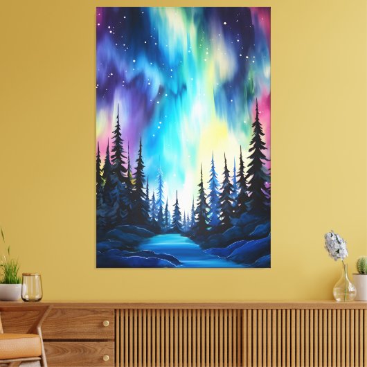 Aquarellblumen Nordlichtblumen Leinwanddruck (Insitu (Wohnzimmer))