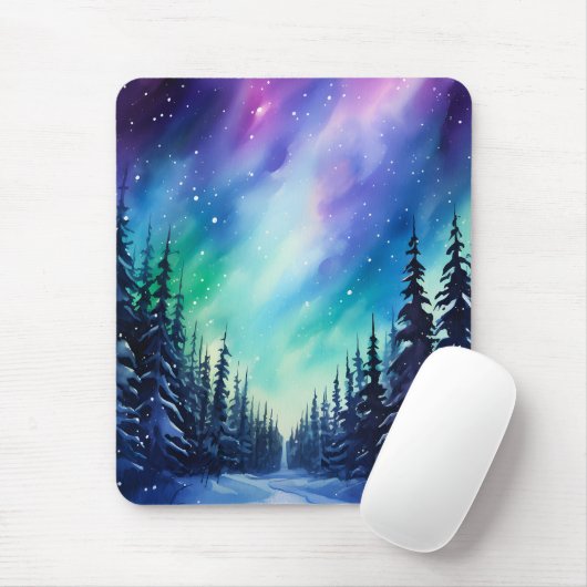 Aquarellblumen Nordlichtblumen Mousepad (Mit Mouse)