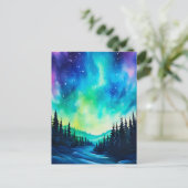 Aquarellblumen Nordlichtblumen Postkarte (Stehend Vorderseite)