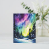 Aquarellblumen Nordlichtblumen Postkarte (Stehend Vorderseite)