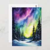 Aquarellblumen Nordlichtblumen Postkarte (Vorne/Hinten)