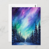 Aquarellblumen Nordlichtblumen Postkarte (Vorne/Hinten)