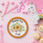 Aquarellblumen Orange Happy fall Y'all Pappteller (Party)