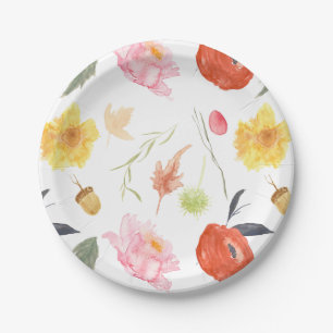 Aquarellblumen Pappteller