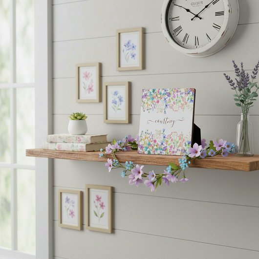 Aquarellblumen personalisiert fotoplatte