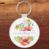 Aquarellblumen personalisiert schlüsselanhänger (Vorderseite)