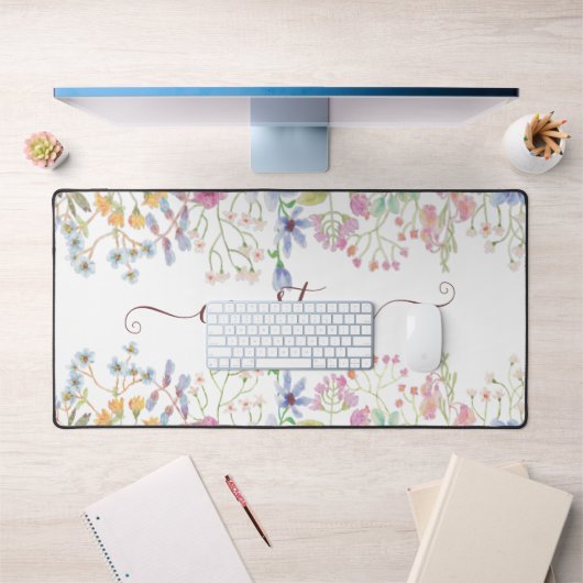 Aquarellblumen personalisiert schreibtischunterlage (Büro 1)