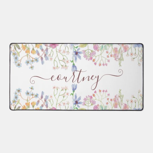 Aquarellblumen personalisiert schreibtischunterlage (Vorderseite)