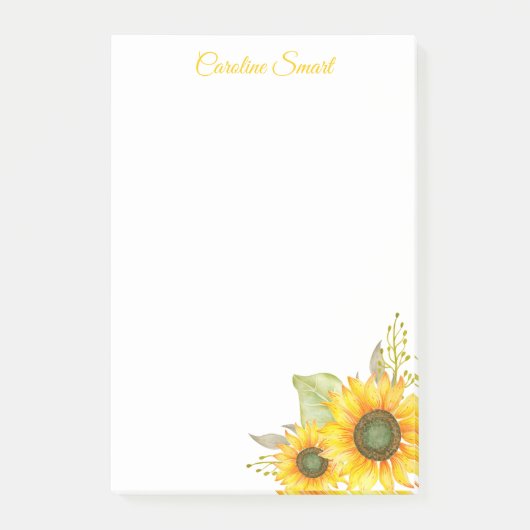 Aquarellblumen Personalisiert Stationery Post-it Klebezettel (Vorderseite)
