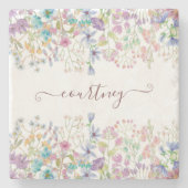 Aquarellblumen personalisiert steinuntersetzer (Vorderseite)