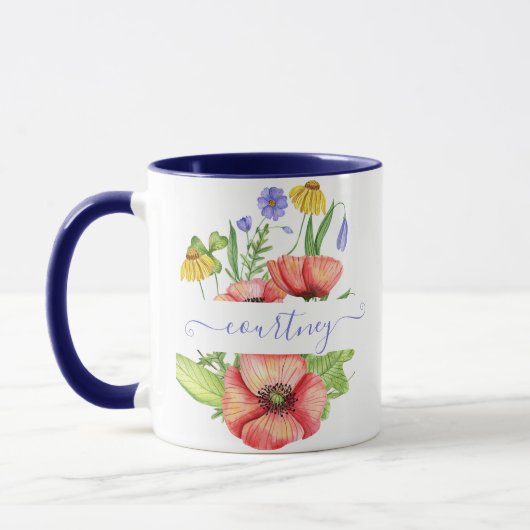 Aquarellblumen personalisiert tasse (Links)