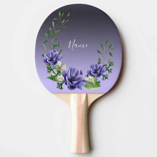 Aquarellblumen Ping Pong Paddle Tischtennis Schläger (Rückseite)