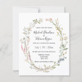 Aquarellblumen qr Code Foto Hochzeitseinladung (Vorderseite)