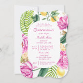 Aquarellblumen QR-Code Quinceañera Einladung (Vorderseite)
