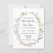 Aquarellblumen qr Code uAwg Hochzeit Einladung (Vorderseite)