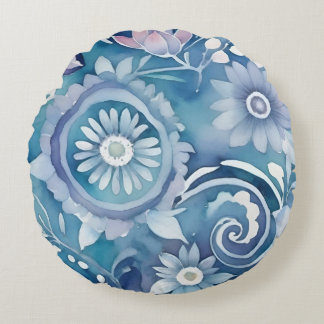 Aquarellblumen Rundes Kissen